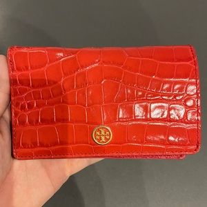 Tory Burch crocodile pink/red wallet